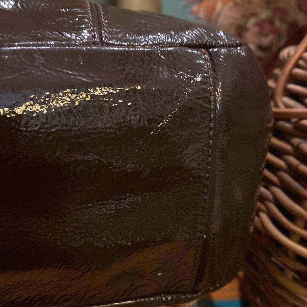 COACH GALLERY BROWN PATENT LEATHER HANDBAG Shoulder Bag - Picture 11 of 16